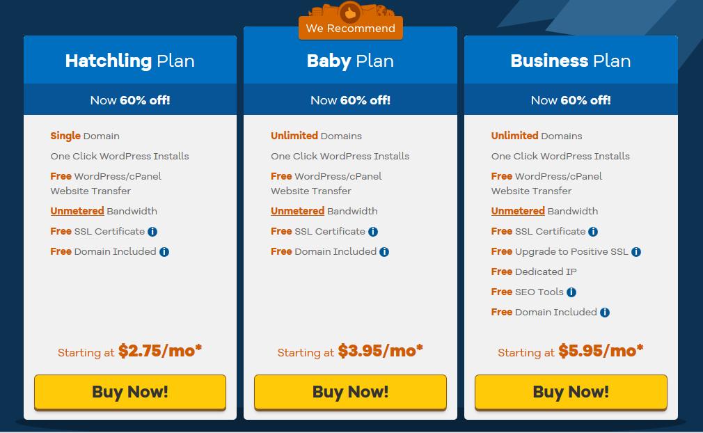 hostgator plan price